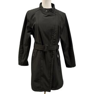 Kenneth Cole Olive Green Belted Trench Utility Coat Jacket Women XL Fall Winter